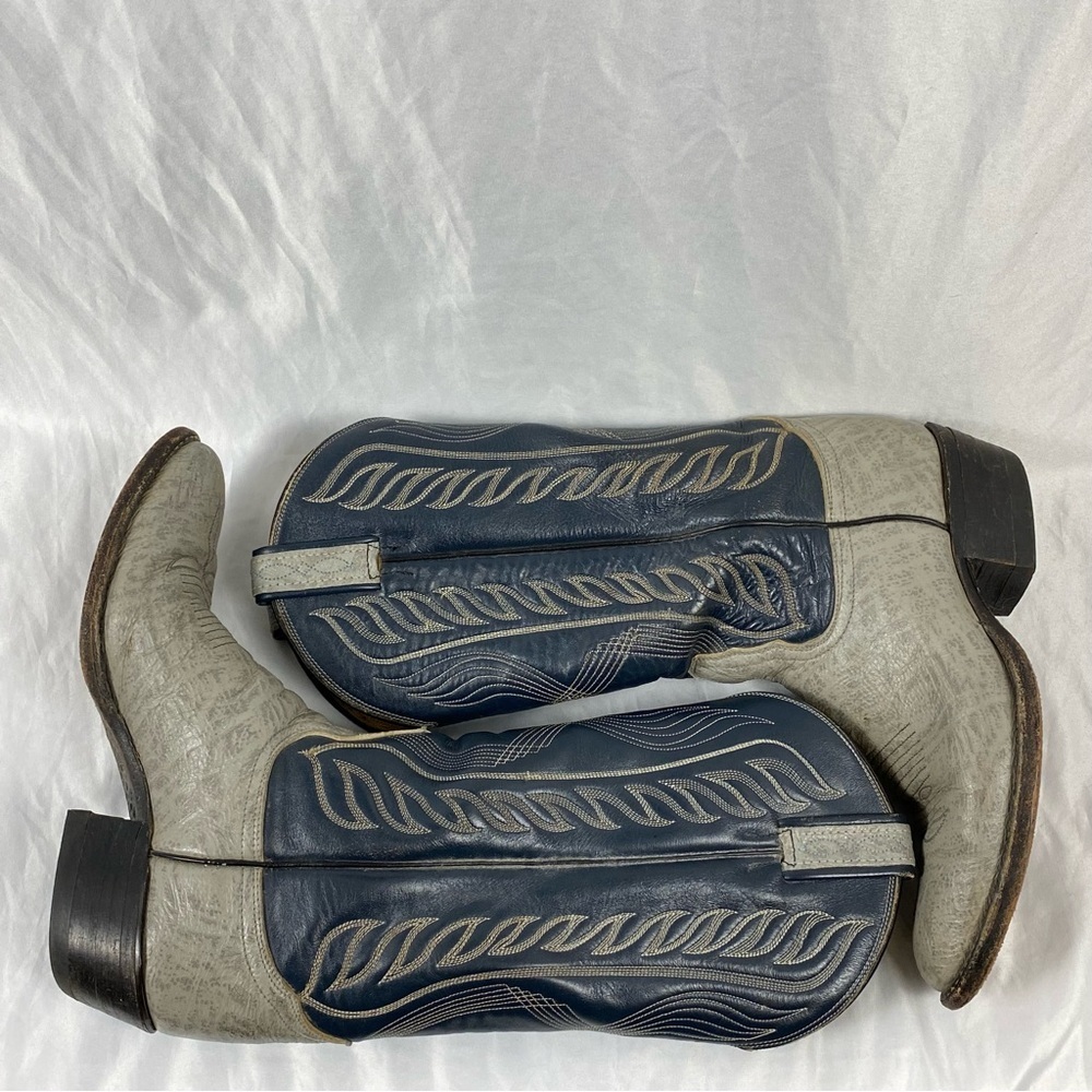 Tony Lama Men’s Gray Western Cowboy Boots Size 7 B Style 8086 - Picture 11 of 16